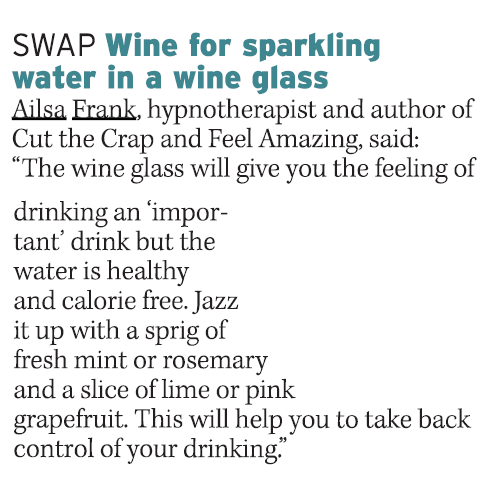 Swap wine for sparkling water in a wine glass